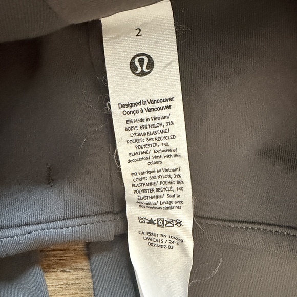 LuluLemon size 0 Smooth Fit Pull-On High-Rise Cropped Pant in Gray - Picture 8 of 8